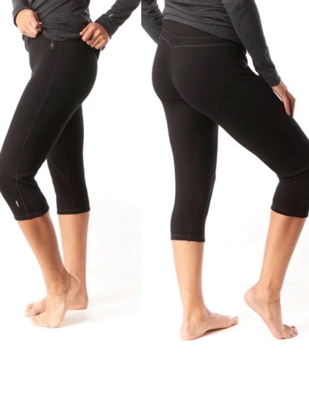 Smartwool Merino Wool Thermal Baselayer Running Black Layering Capris Medium